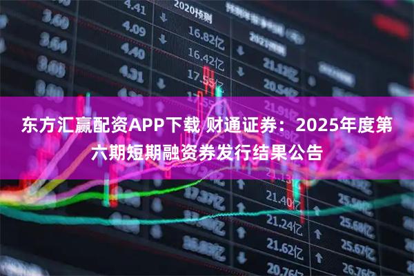 东方汇赢配资APP下载 财通证券：2025年度第六期短期融资券发行结果公告